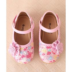 Cute Walk by Babyhug Ballerina with Velcro Closure & Flower Applique - Pink