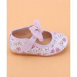Cute Walk by Babyhug Ballerina With Velcro Closure Butterfly Print & Bow Applique - Purple