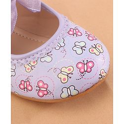 Cute Walk by Babyhug Ballerina With Velcro Closure Butterfly Print & Bow Applique - Purple