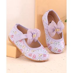 Cute Walk by Babyhug Ballerina With Velcro Closure Butterfly Print & Bow Applique - Purple