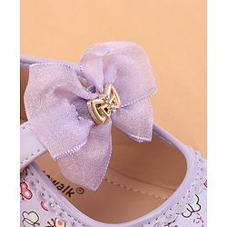 Cute Walk by Babyhug Ballerina With Velcro Closure Butterfly Print & Bow Applique - Purple