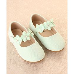 Cute Walk by Babyhug Ballerina with Floral Applique & Velcro Closure -Green