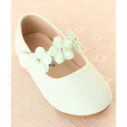 Cute Walk by Babyhug Ballerina with Floral Applique & Velcro Closure -Green