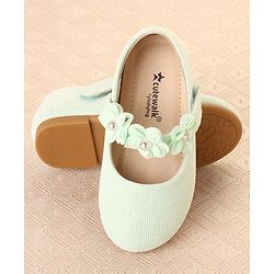 Cute Walk by Babyhug Ballerina with Floral Applique & Velcro Closure -Green