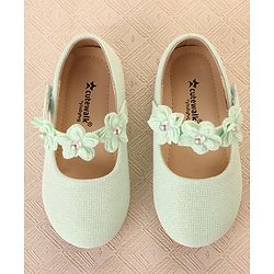 Cute Walk by Babyhug Ballerina with Floral Applique & Velcro Closure -Green