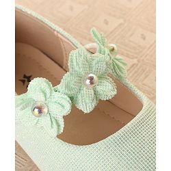 Cute Walk by Babyhug Ballerina with Floral Applique & Velcro Closure -Green
