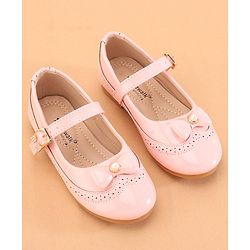 Cute Walk by Babyhug Buckled Closure Ballerina With Bow & Pearl Applique- Pink