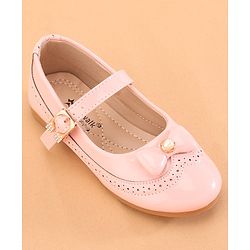 Cute Walk by Babyhug Buckled Closure Ballerina With Bow & Pearl Applique- Pink