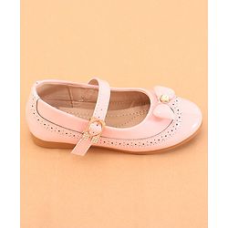 Cute Walk by Babyhug Buckled Closure Ballerina With Bow & Pearl Applique- Pink