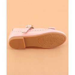 Cute Walk by Babyhug Buckled Closure Ballerina With Bow & Pearl Applique- Pink