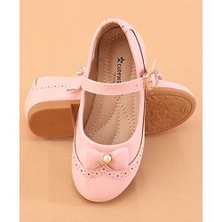 Cute Walk by Babyhug Buckled Closure Ballerina With Bow & Pearl Applique- Pink