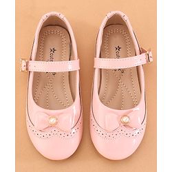 Cute Walk by Babyhug Buckled Closure Ballerina With Bow & Pearl Applique- Pink