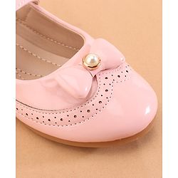 Cute Walk by Babyhug Buckled Closure Ballerina With Bow & Pearl Applique- Pink