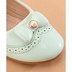 Cute Walk by Babyhug Buckled Closure Ballerina With Bow & Pearl Applique- Green