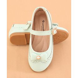 Cute Walk by Babyhug Buckled Closure Ballerina With Bow & Pearl Applique- Green