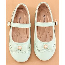 Cute Walk by Babyhug Buckled Closure Ballerina With Bow & Pearl Applique- Green