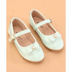 Cute Walk by Babyhug Buckled Closure Ballerina With Bow & Pearl Applique- Green