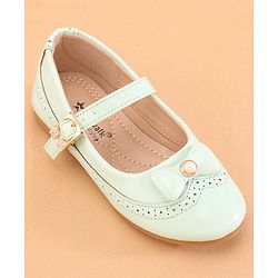Cute Walk by Babyhug Buckled Closure Ballerina With Bow & Pearl Applique- Green