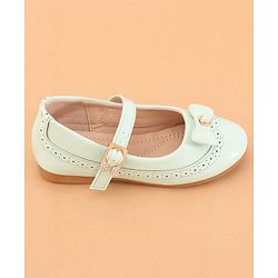 Cute Walk by Babyhug Buckled Closure Ballerina With Bow & Pearl Applique- Green