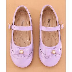 Cute Walk by Babyhug Buckled Closure Ballerina With Bow & Pearl Applique- Green