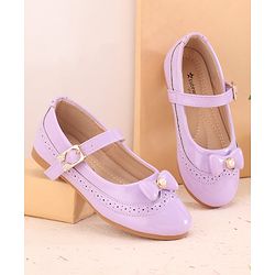 Cute Walk by Babyhug Buckled Closure Ballerina With Bow & Pearl Applique- Green