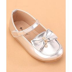 Cute Walk by Babyhug Velcro Closure Ballerina With Bow Applique- Silver