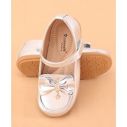 Cute Walk by Babyhug Velcro Closure Ballerina With Bow Applique- Silver