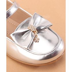 Cute Walk by Babyhug Velcro Closure Ballerina With Bow Applique- Silver