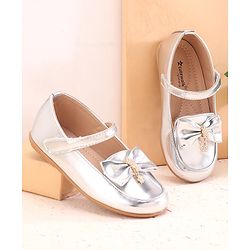 Cute Walk by Babyhug Velcro Closure Ballerina With Bow Applique - Silver