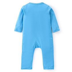 Babyhug 100% Cotton Knit Full Sleeves Romper With Lion Print - Blue