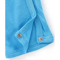 Babyhug 100% Cotton Knit Full Sleeves Romper With Lion Print - Blue
