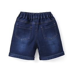 Babyhug Cotton Knit Half Sleeves T-Shirt & Denim  Shorts Set with Monkey Print - Blue