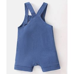 Babyhug 100% Cotton Single Jersey Knit Dungaree and Half Sleeves Tee Set Bunny Print - Orange & Blue