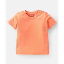 Babyhug 100% Cotton Single Jersey Knit Dungaree and Half Sleeves Tee Set Bunny Print - Orange & Blue