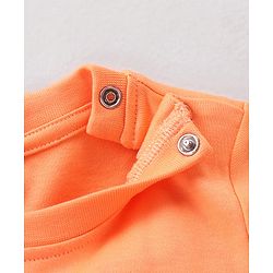 Babyhug 100% Cotton Single Jersey Knit Dungaree and Half Sleeves Tee Set Bunny Print - Orange & Blue