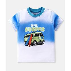 Babyhug 100% Cotton Single Jersey Knit Half Sleeves T-Shirt & Shorts Set Surfboard Print - White & Green