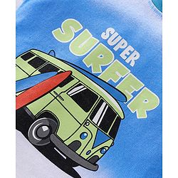 Babyhug 100% Cotton Single Jersey Knit Half Sleeves T-Shirt & Shorts Set Surfboard Print - White & Green