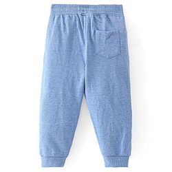 Babyhug Cotton Looper Knit Full Length Track Pant Soccer Ball Print - Blue