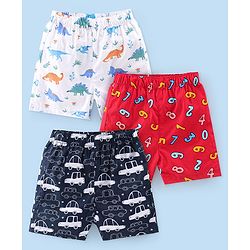 Babyhug Cotton Poplin Woven Boxer Car Print Pack of 3 - Multicolor