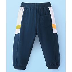 Babyhug Cotton Looper Full Length Lounge Pant With Text Print - Navy Blue