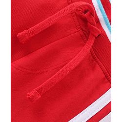 Babyhug Cotton Looper Full Length Striped Track Pants - Red
