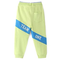 Babyhug Cotton Knit Full Length Lounge and Track Pant with Text Print - Limegreen