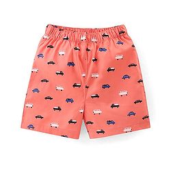 Babyhug Cotton Woven Regular Boxers Lion & Car Print Pack of 3 - White Navy & Pink