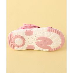 Cute Walk by Babyhug Velcro Closure Musical Sandals with Heart Print & Bow - Pink