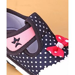 Cute Walk by Babyhug Musical  Shoes with Velcro Closure Polka Dot Print - Navy Blue