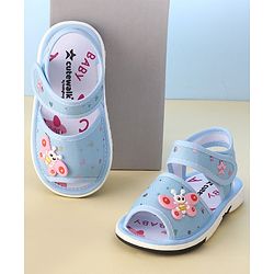 Cute Walk by Babyhug Velcro Closure Musical Sandals Butterfly Applique - Blue