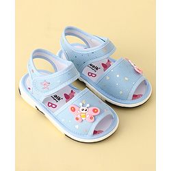 Cute Walk by Babyhug Velcro Closure Musical Sandals Butterfly Applique - Blue