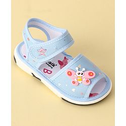 Cute Walk by Babyhug Velcro Closure Musical Sandals Butterfly Applique - Blue