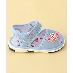 Cute Walk by Babyhug Velcro Closure Musical Sandals Butterfly Applique - Blue