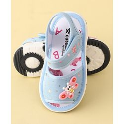 Cute Walk by Babyhug Velcro Closure Musical Sandals Butterfly Applique - Blue